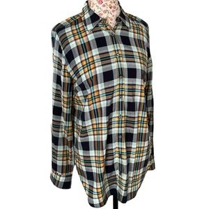 Talbots Women's Size M Roll Up Long Sleeve, Button-Down Shirt